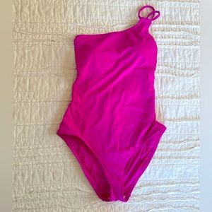 NWOT La Blanka bright fuchsia one shoulder one piece swimsuit